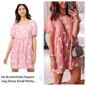 Loft petite brushstroke square neck babydoll dress